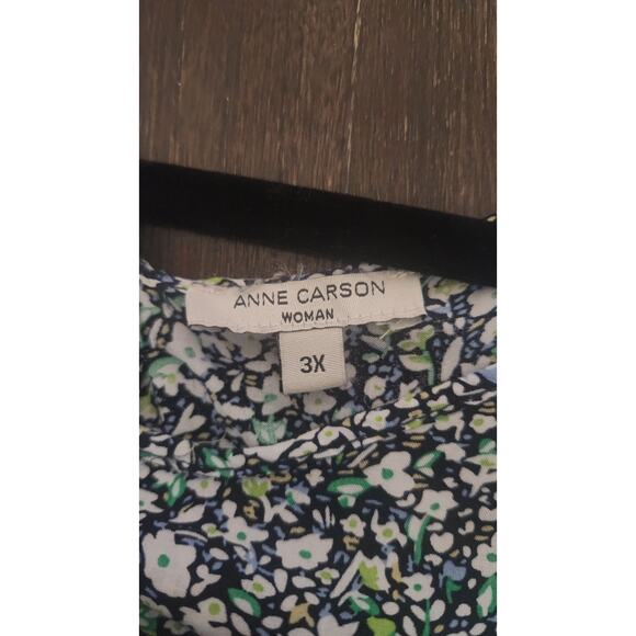 Anne Carson Woman's Short Sleeve High-Low Top Plus Size 3X Ditzy Floral Spring - Picture 2 of 10